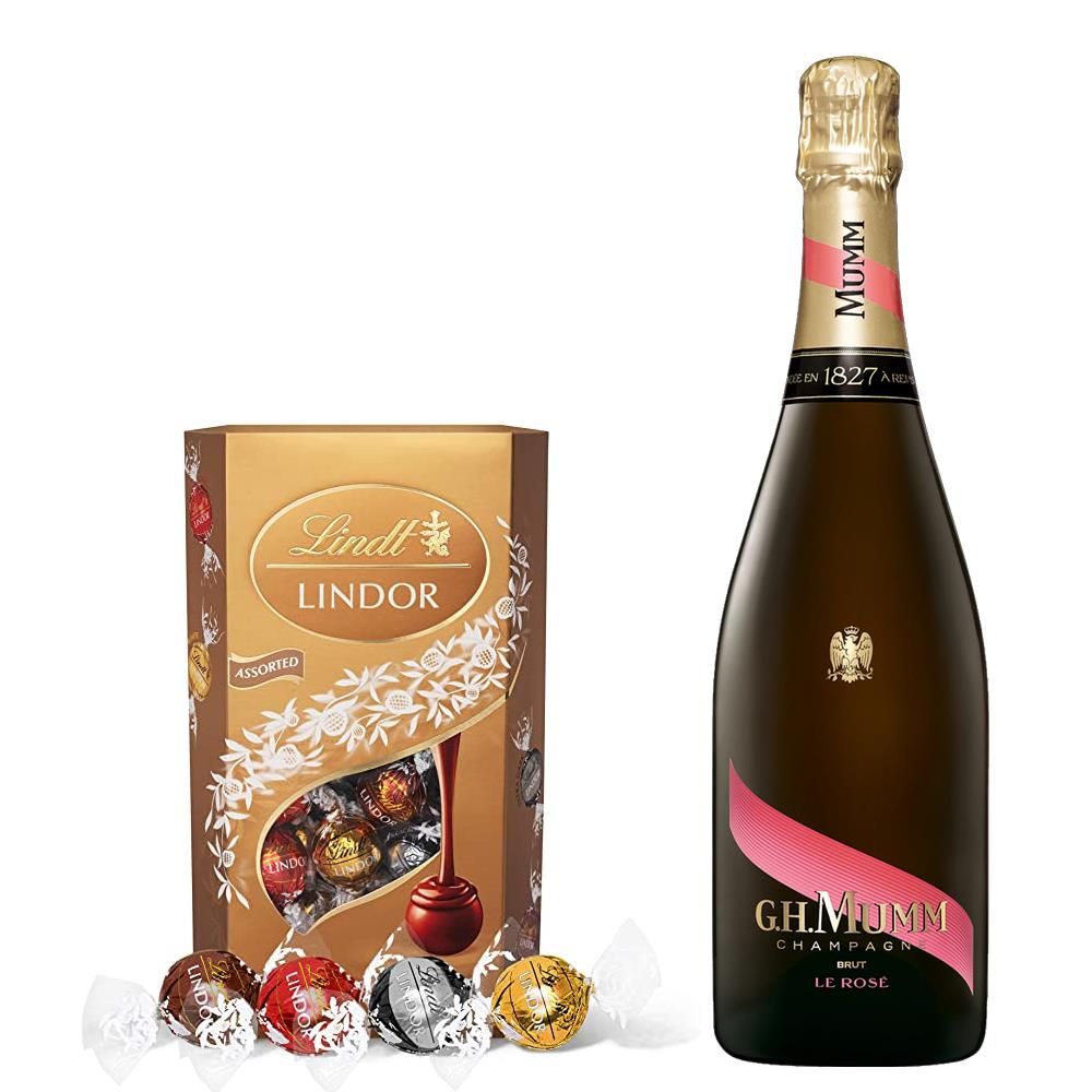 Mumm Rose 75cl Champagne With Lindt Lindor Assorted Truffles 200g